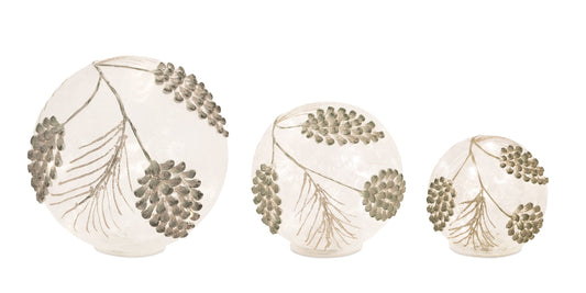 Melrose International LED Frosted Gold Pinecone Orb (Set of 3)