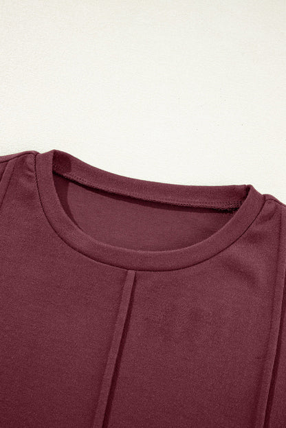 Threaded Pear Judith Solid Exposed Seam Long Sleeve Top