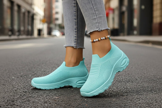 Women's Breathable Mesh Slip-On Flat Shoes – Lightweight Casual Round-Toe Flats
