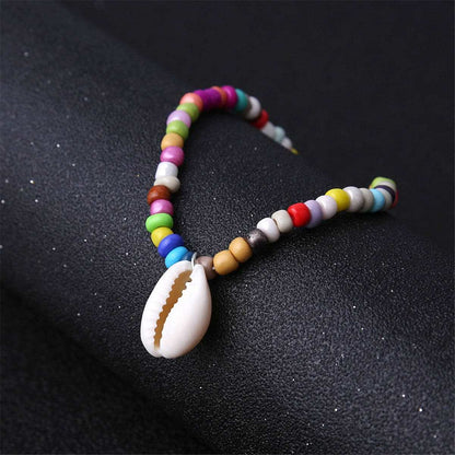 Teal Multicolor Howlite & Shell Charm Anklet
