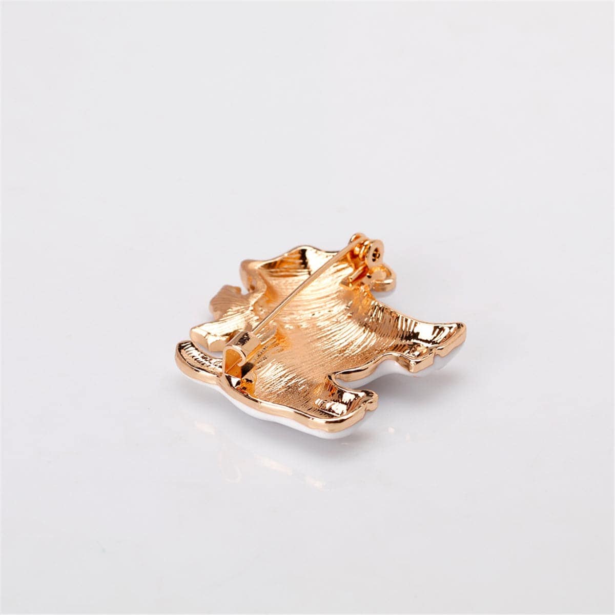 White & Cubic Zirconia Dog Brooch