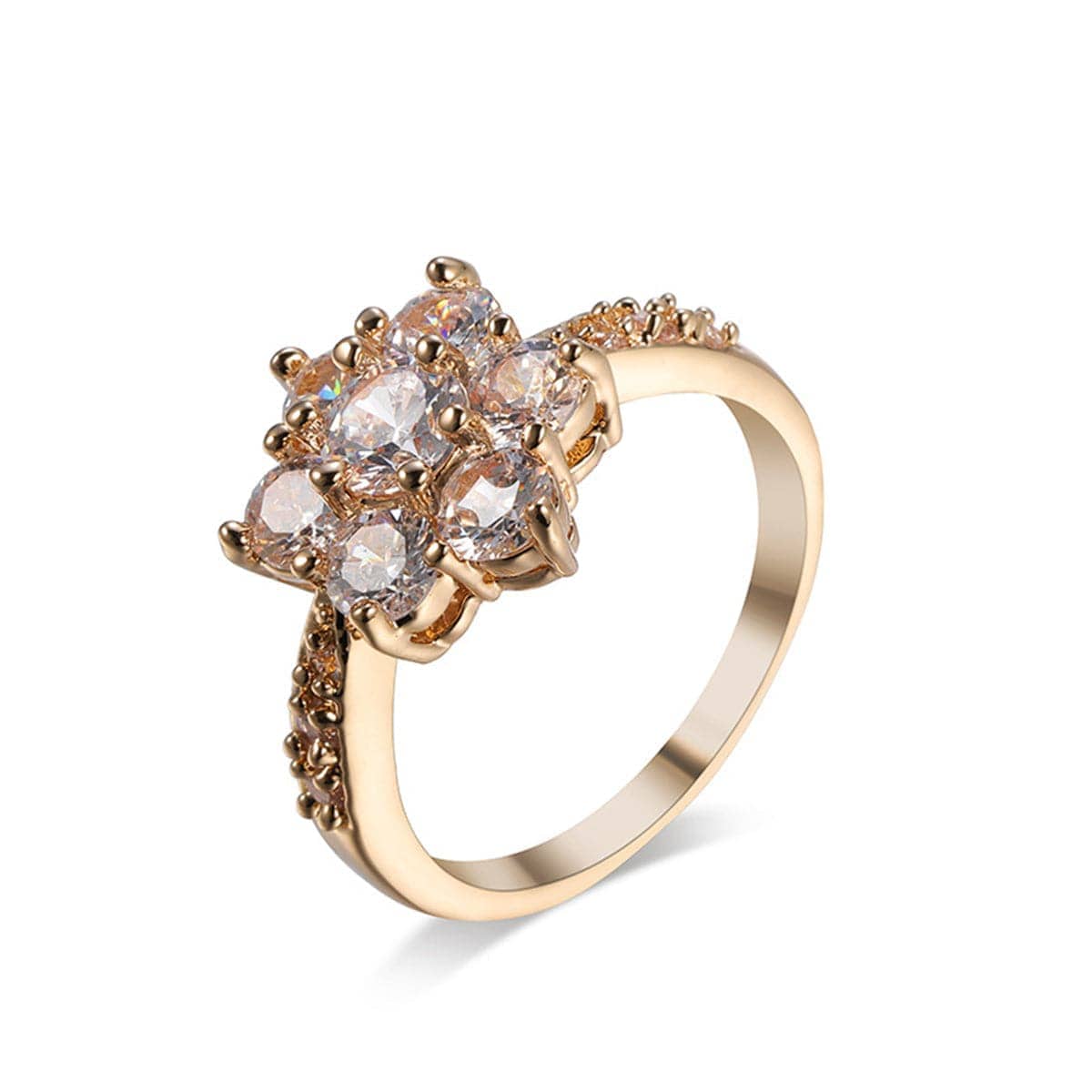 Cubic Zirconia & Goldtone Sunflower Ring-7