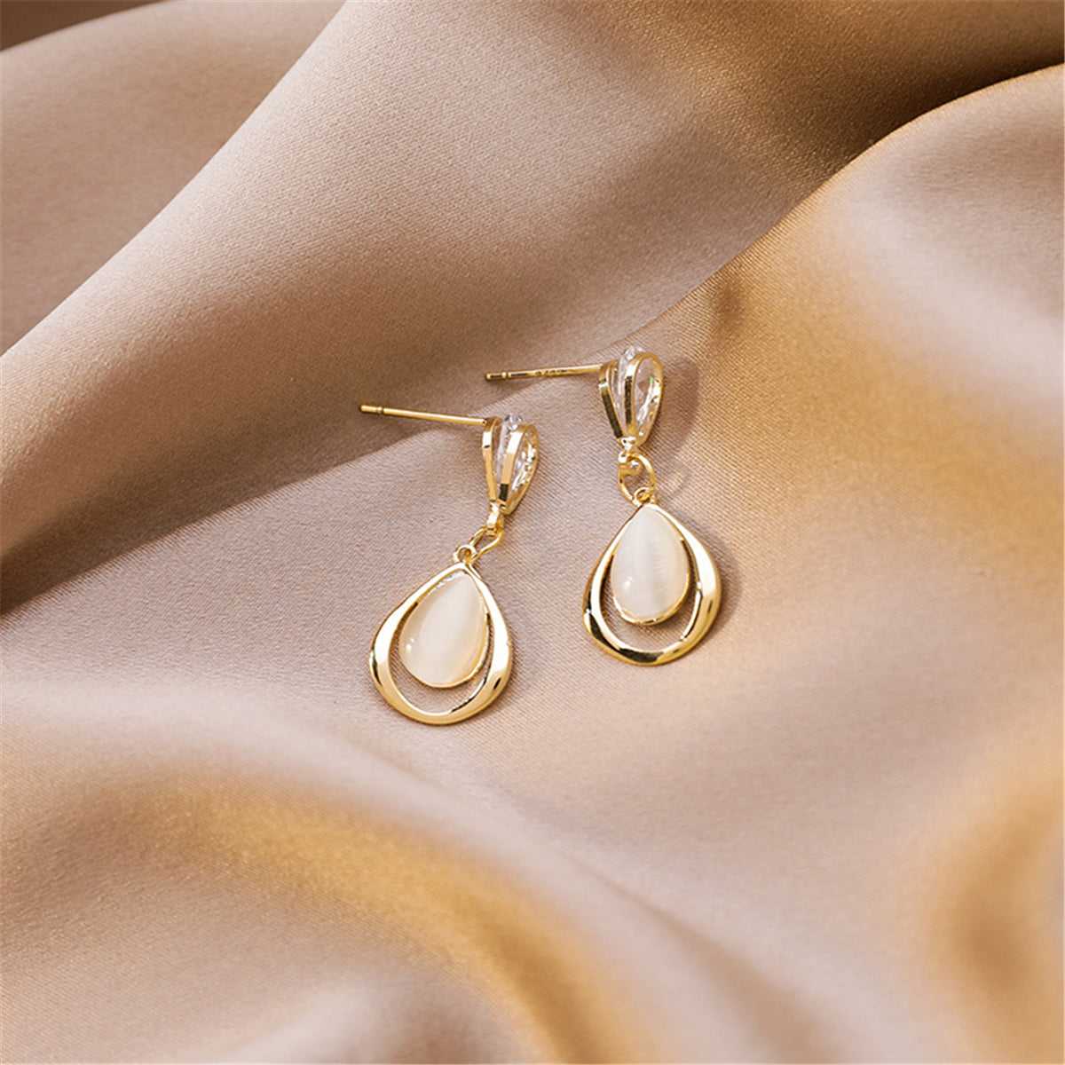 Goldtone & Clear Crystal Planet Drop Earrings