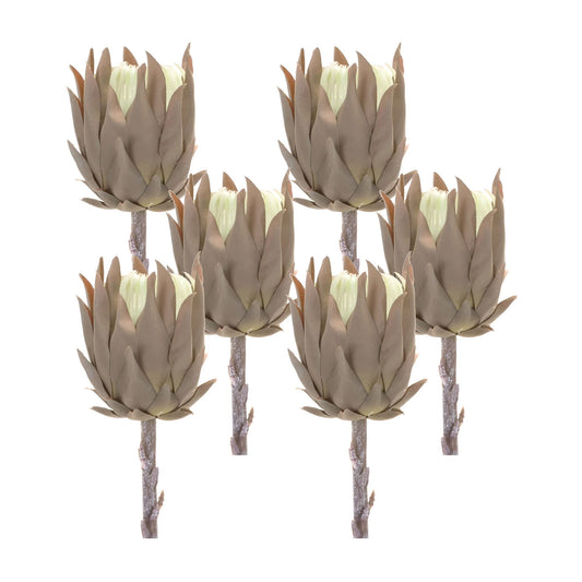 Melrose International Beige Protea Stem (Set of 6)