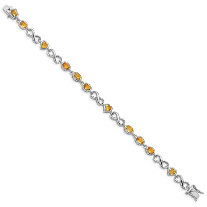 Genuine Citrine Silver Link Infinity Heart Bracelet