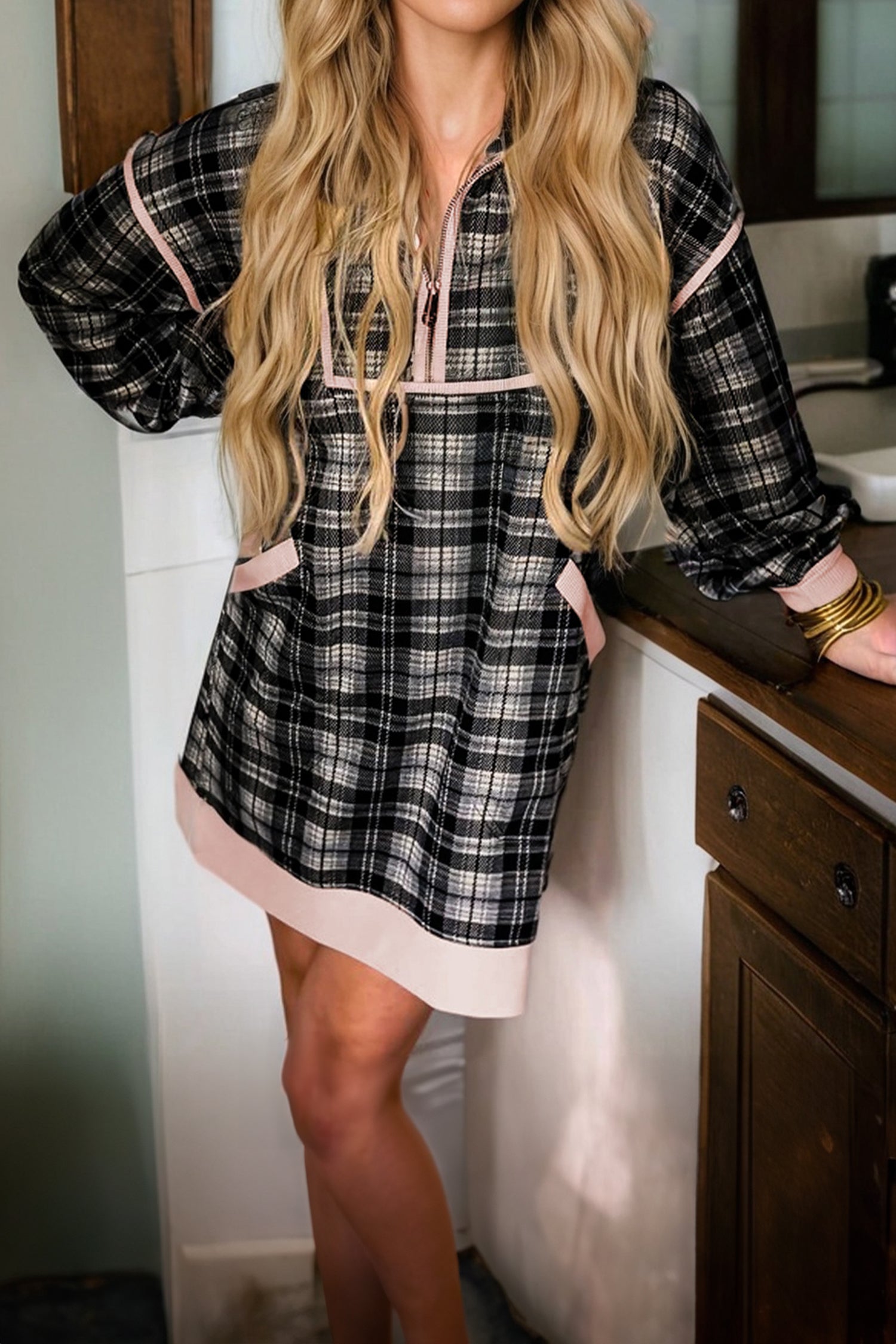 black trim shift mini dress PrettyLittleThing Women's Slinky Trim Belt Detail Mini Shift Dress in Black