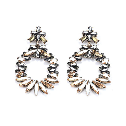Champagne Crystal & Cubic Zirconia Wreath Drop Earrings