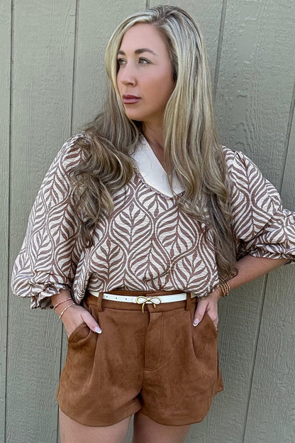 Threaded Pear Phoebe Collar Puff Sleeve Top