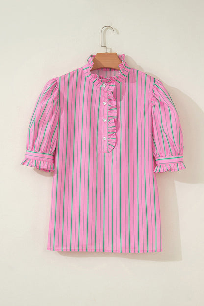 Threaded Pear Tiffany Short Puff Sleeve Blouse