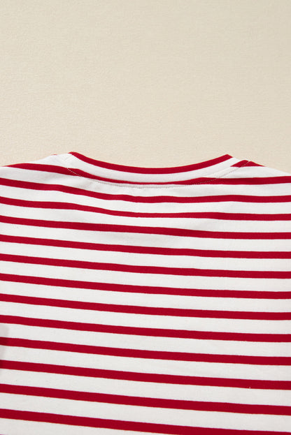 Threaded Pear Meilani Stripe Ruffle Trim Long Sleeve Top