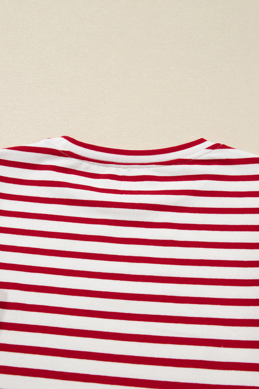 Threaded Pear Meilani Stripe Ruffle Trim Long Sleeve Top