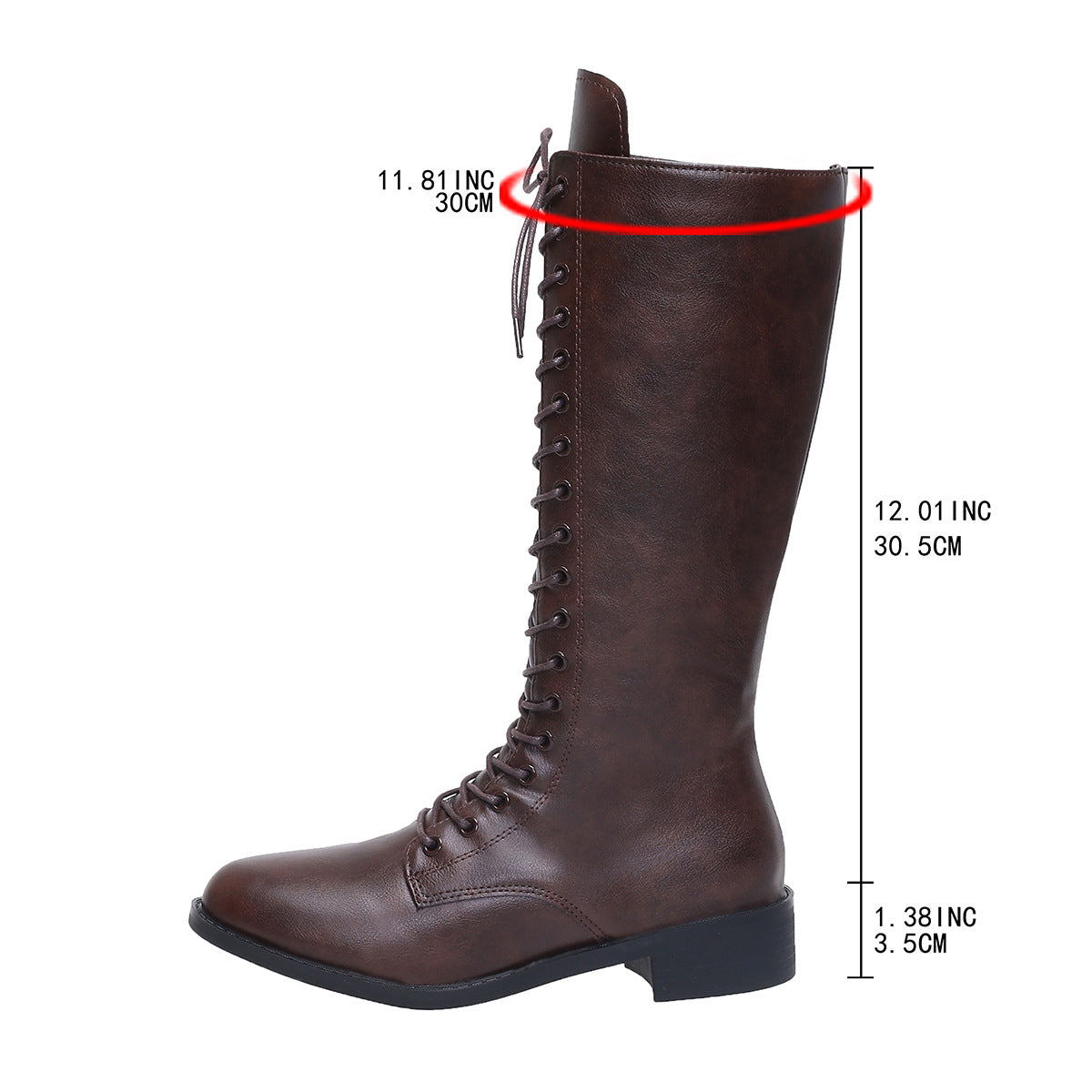 Women’s Round Toe Lace-Up Knee-High Boots – Stylish Casual Long Boots