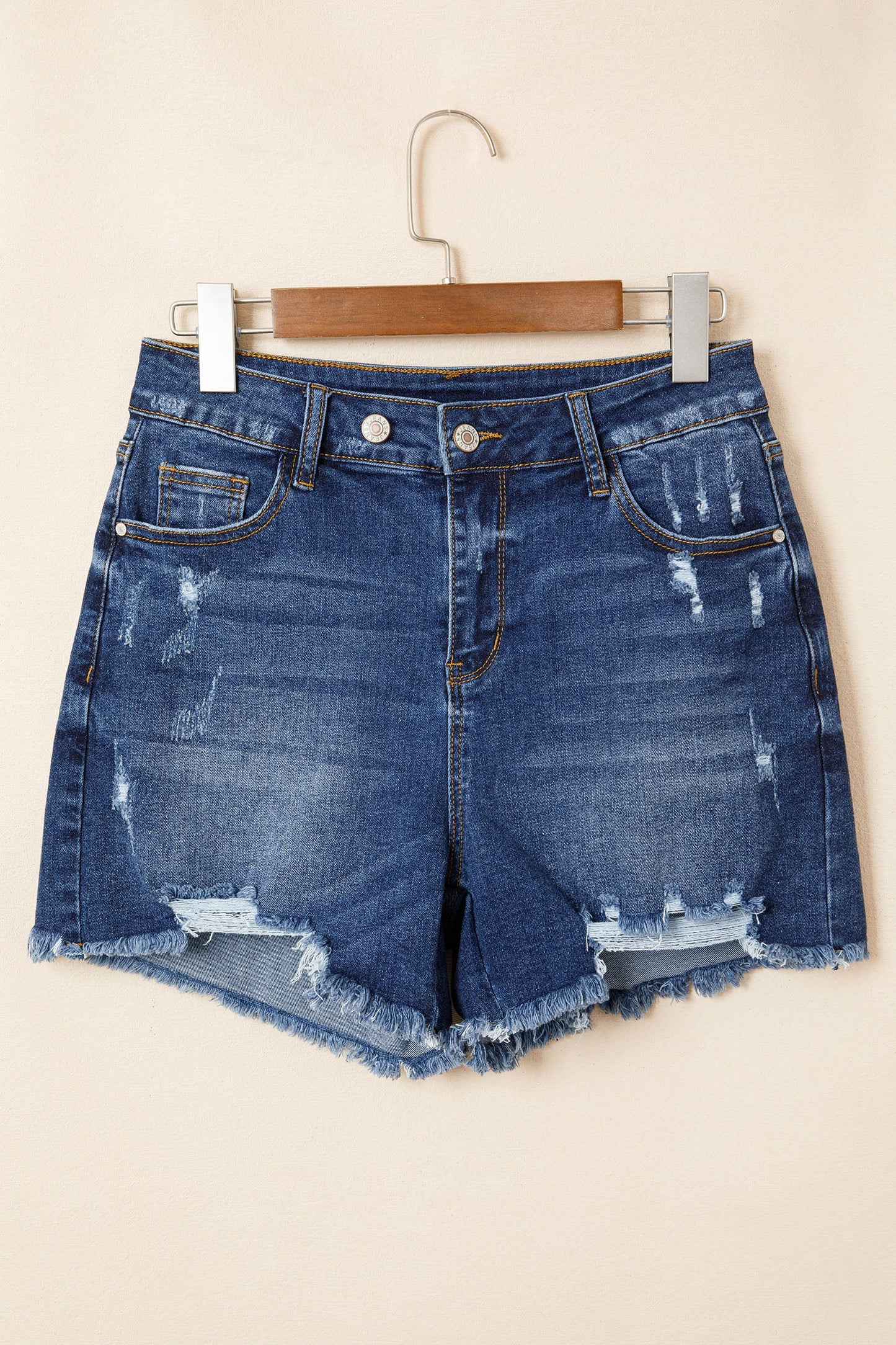 Threaded Pear Holland Hem Distressed Whiskery Shorts