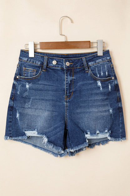 Threaded Pear Holland Hem Distressed Whiskery Shorts