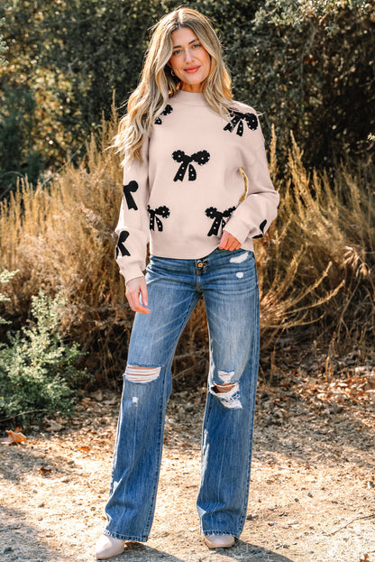 Threaded Pear Eleanor Bow Pattern Loose Sweater