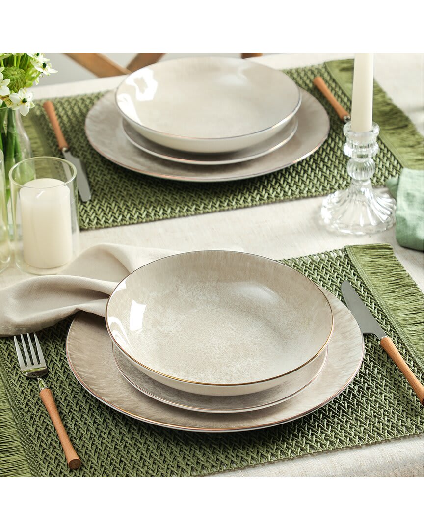 Christian Siriano Onyx 12Pc Porcelain Dinnerware Set