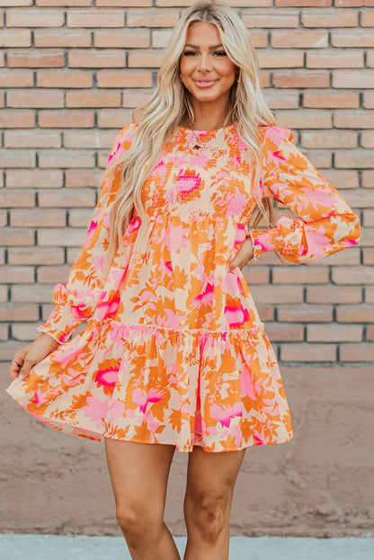 Threaded Pear Jane Sleeve Ruffle Mini Dress