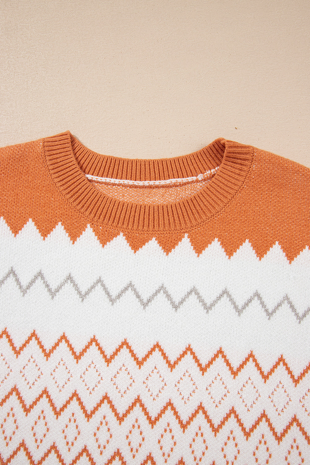 Threaded Pear Daphne Zigzag Knitted Pullover Sweater