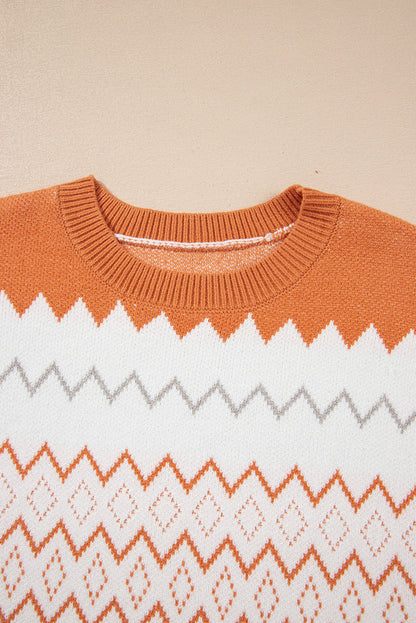 Threaded Pear Daphne Zigzag Knitted Pullover Sweater
