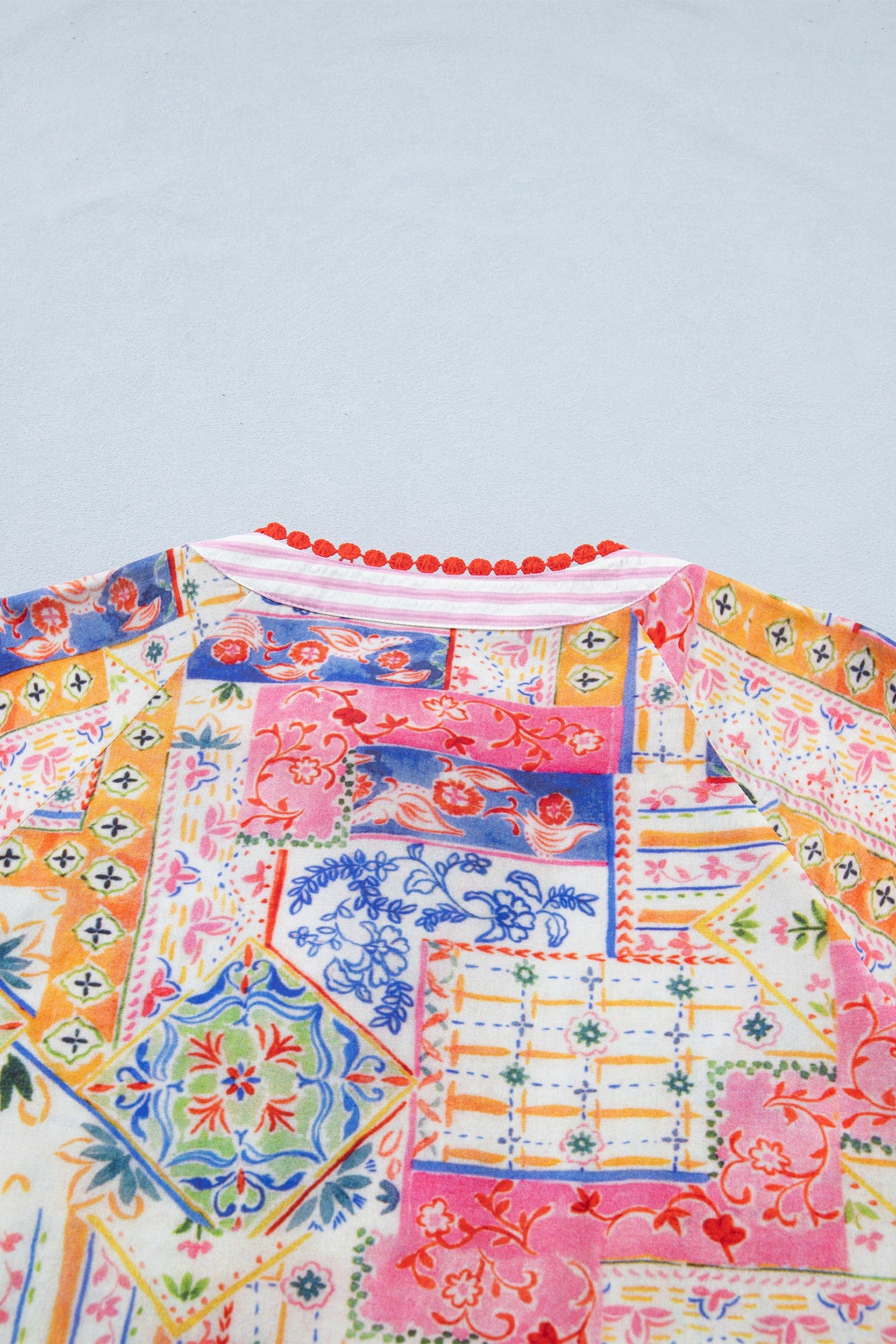 Threaded Pear Deborah Print Short Sleeve Blouse