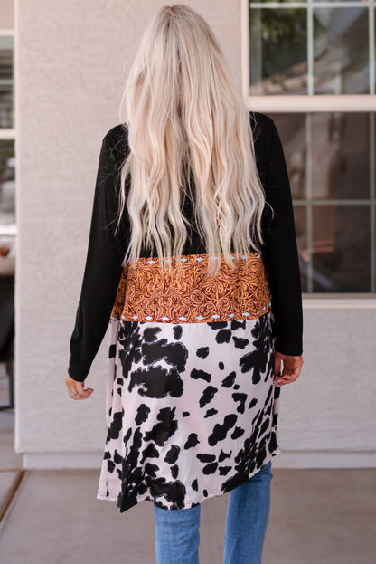 Threaded Pear Madison Patchwork Open Front Cardigan