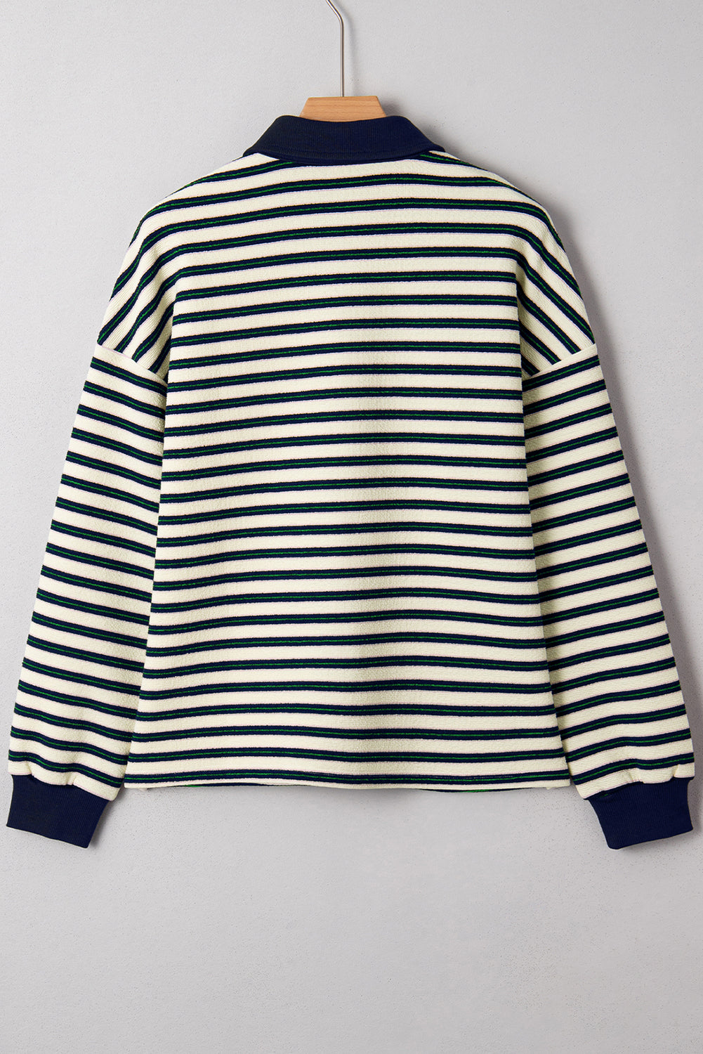 Threaded Pear Louisa Contrast Collar Zip Long Sleeve Top