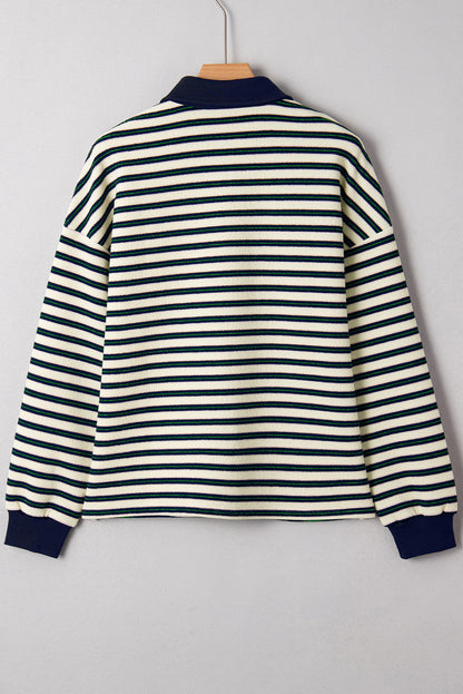 Threaded Pear Louisa Contrast Collar Zip Long Sleeve Top