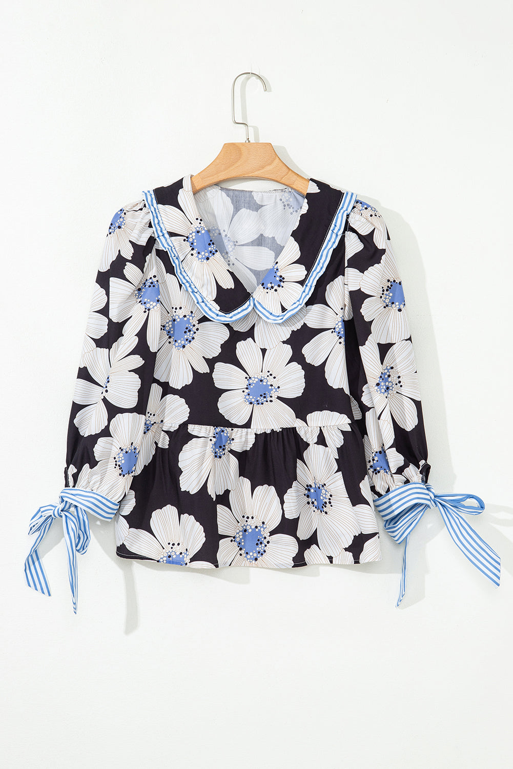 Threaded Pear Azariah Tie Sleeve Collared Blouse