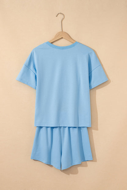 Threaded Pear Avery Top and Patchwork Drawstring Shorts Set