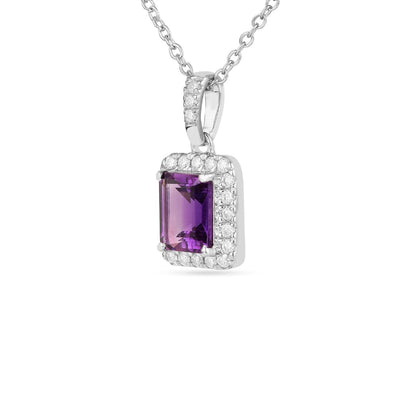 Silver Natural Amethyst Earrings and Necklace Jewelry Sets