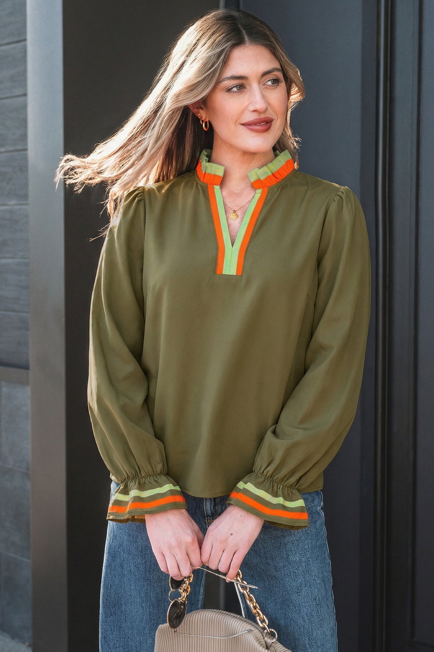 Threaded Pear Marie Long Sleeve Blouse Long Sleeve Top