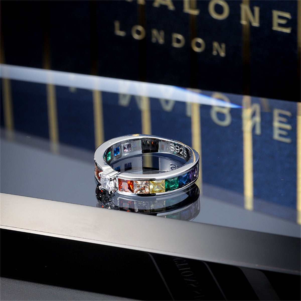 Jewel-tone Crystal & Cubic Zirconia Channel Ring-2