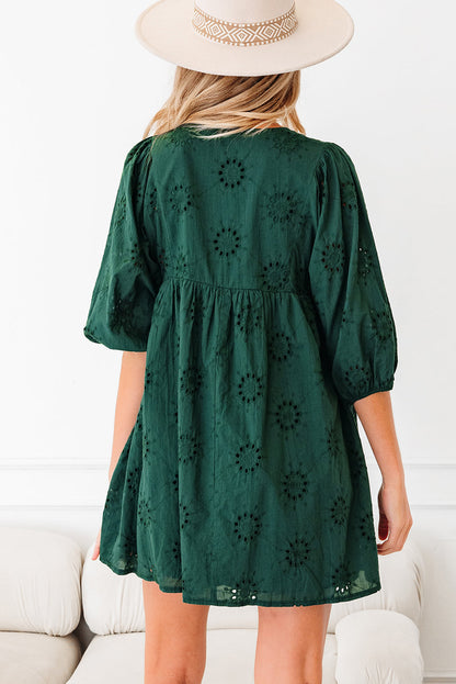 Threaded Pear Beth Sleeve Swing Mini Dress