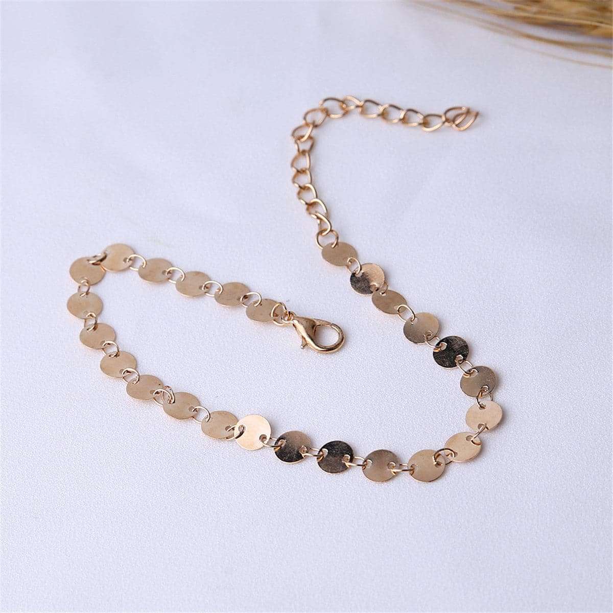 Goldtone Disc Mariner Chain Anklet