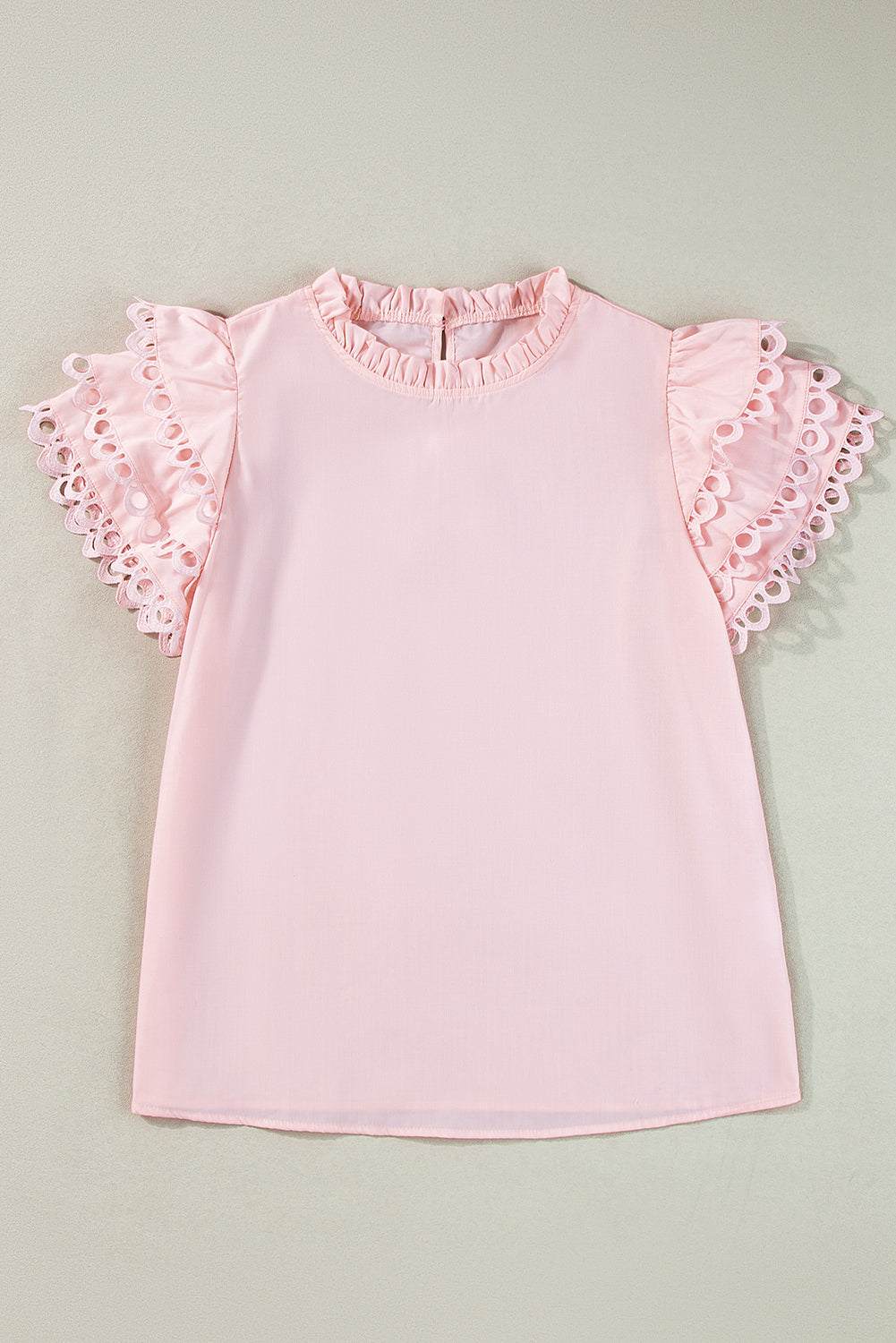 Threaded Pear Jessie Layered Ric Rac Cap Sleeve Filled Neck Blouse