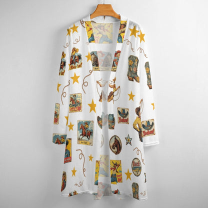 Baha Ranch Vintage Cowgirl Collage Western Lightweight Cardigan