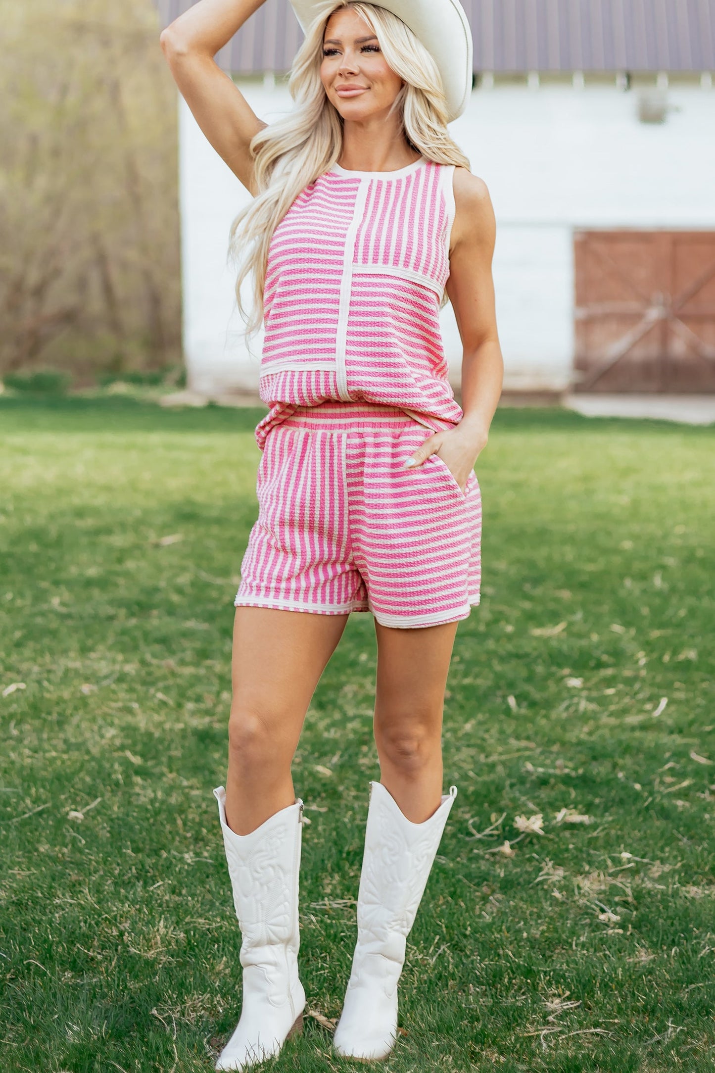 Threaded Pear Nala Contrast Trim Casual Tank Set
