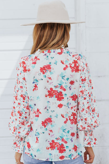 Threaded Pear Mckenna Cakewalk Floral Smocked Blouse