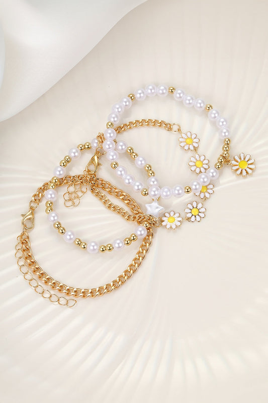 Threaded Pear April Beaded Chain Bracelet Set