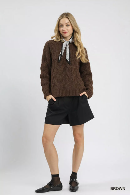 Umgee Cable Knit Cozy Sweater