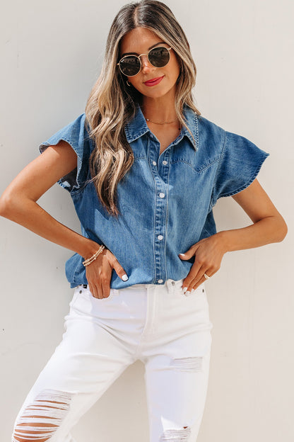 Threaded Pear Keyla Ruffled Short Sleeve Shirt