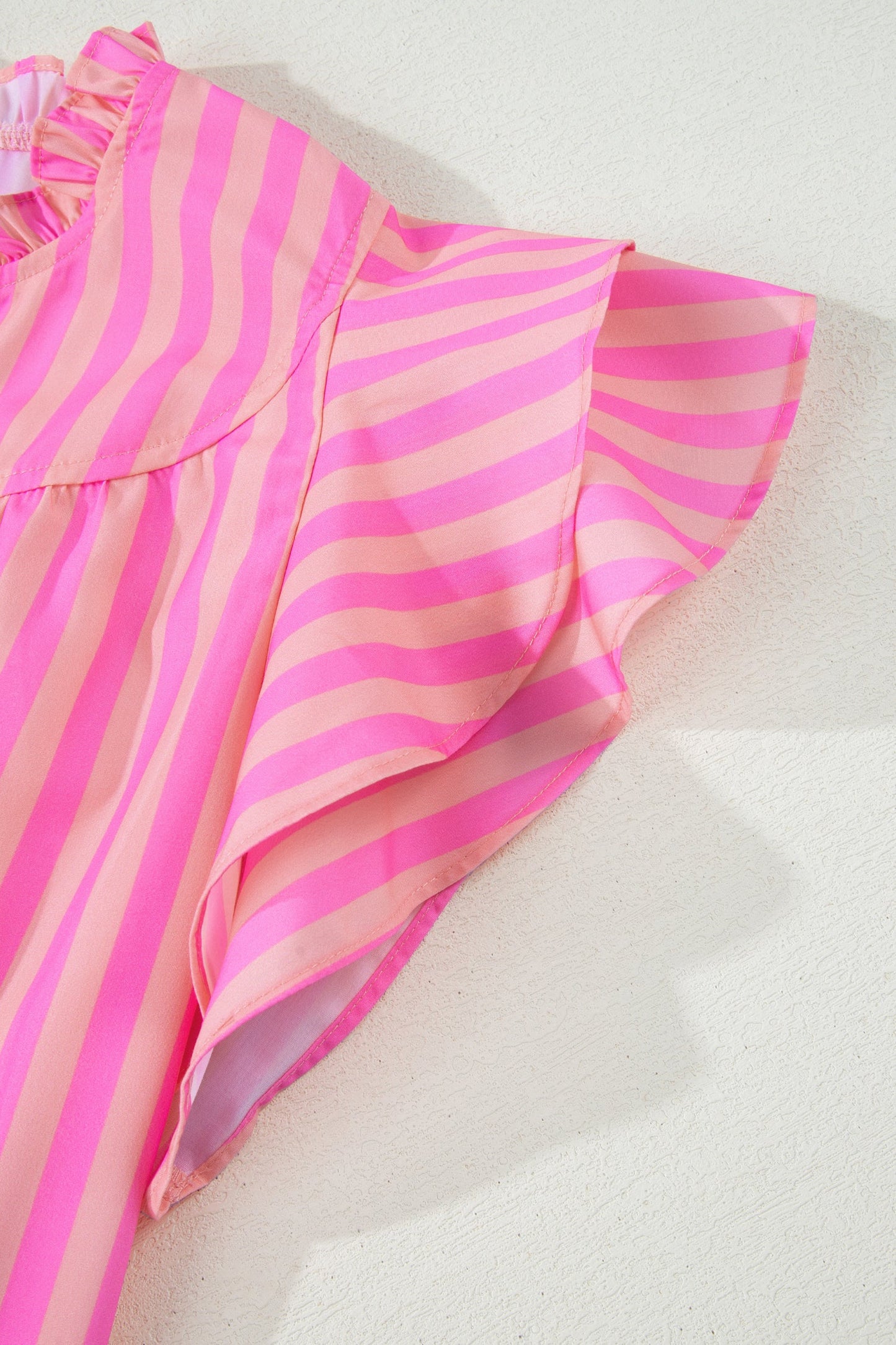 Threaded Pear Juniper Stripe Ruffled Summer Blouse