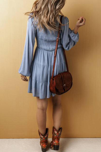 Threaded Pear Aadhya Smocked Tiered Mini Dress