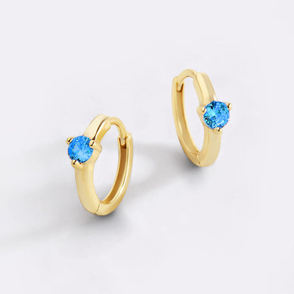 Mint & Lily Solitaire Birthstone Huggie Hoop Earrings
