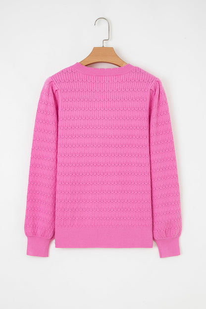 Threaded Pear Kay Knit Ribbed Cuffs Crew Neck Sweater