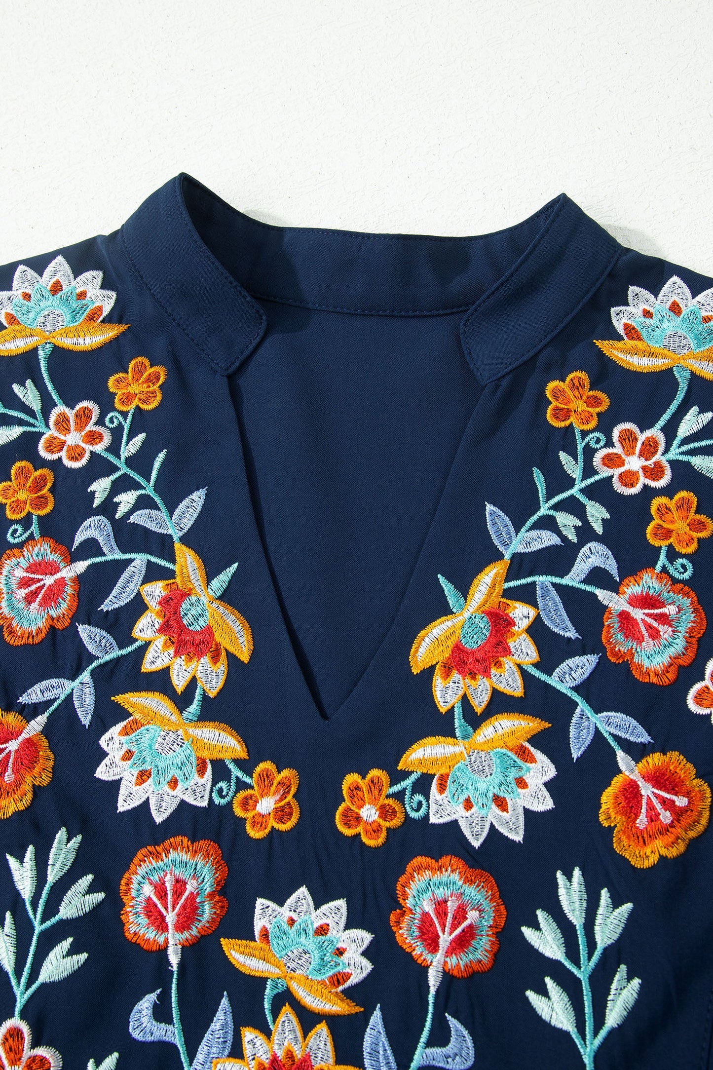 Threaded Pear Erin Embroidered Detail Babydoll Blouse