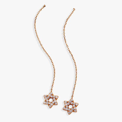 Star of David Delicate Pave Crystal Threader Earrings