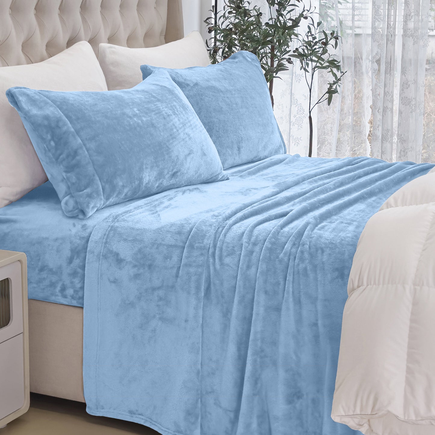 Elegant Comfort 4-Piece Velvet Plush Flannel Sheet Set