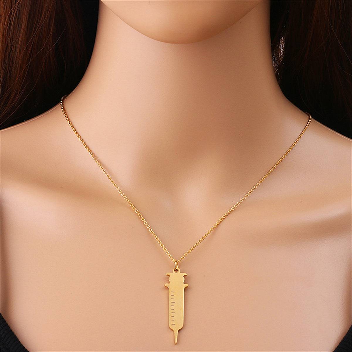 Goldtone Injector Pendant Necklace