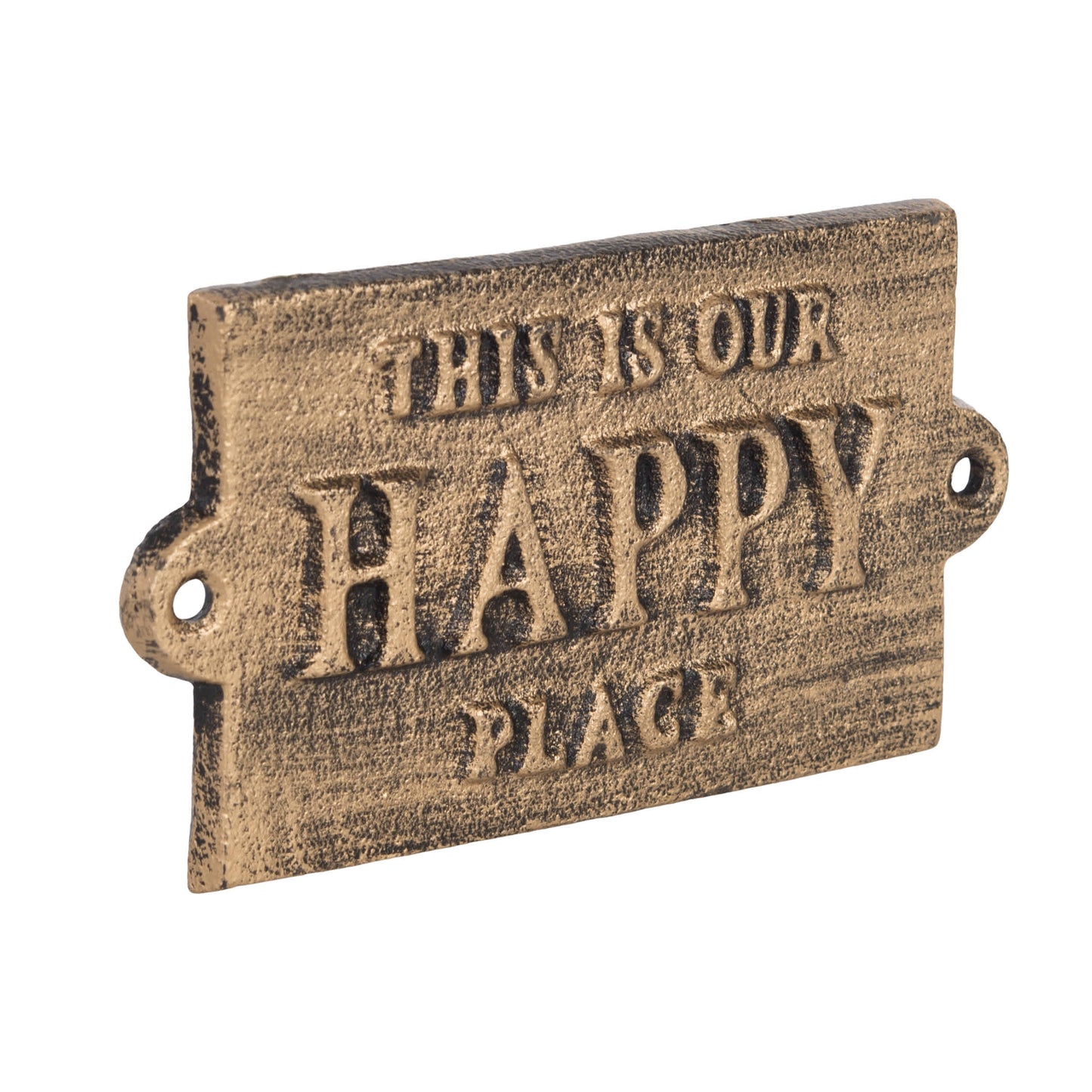 Iron Gold Happy Place Sign for Spring Wall and Entryway Decor